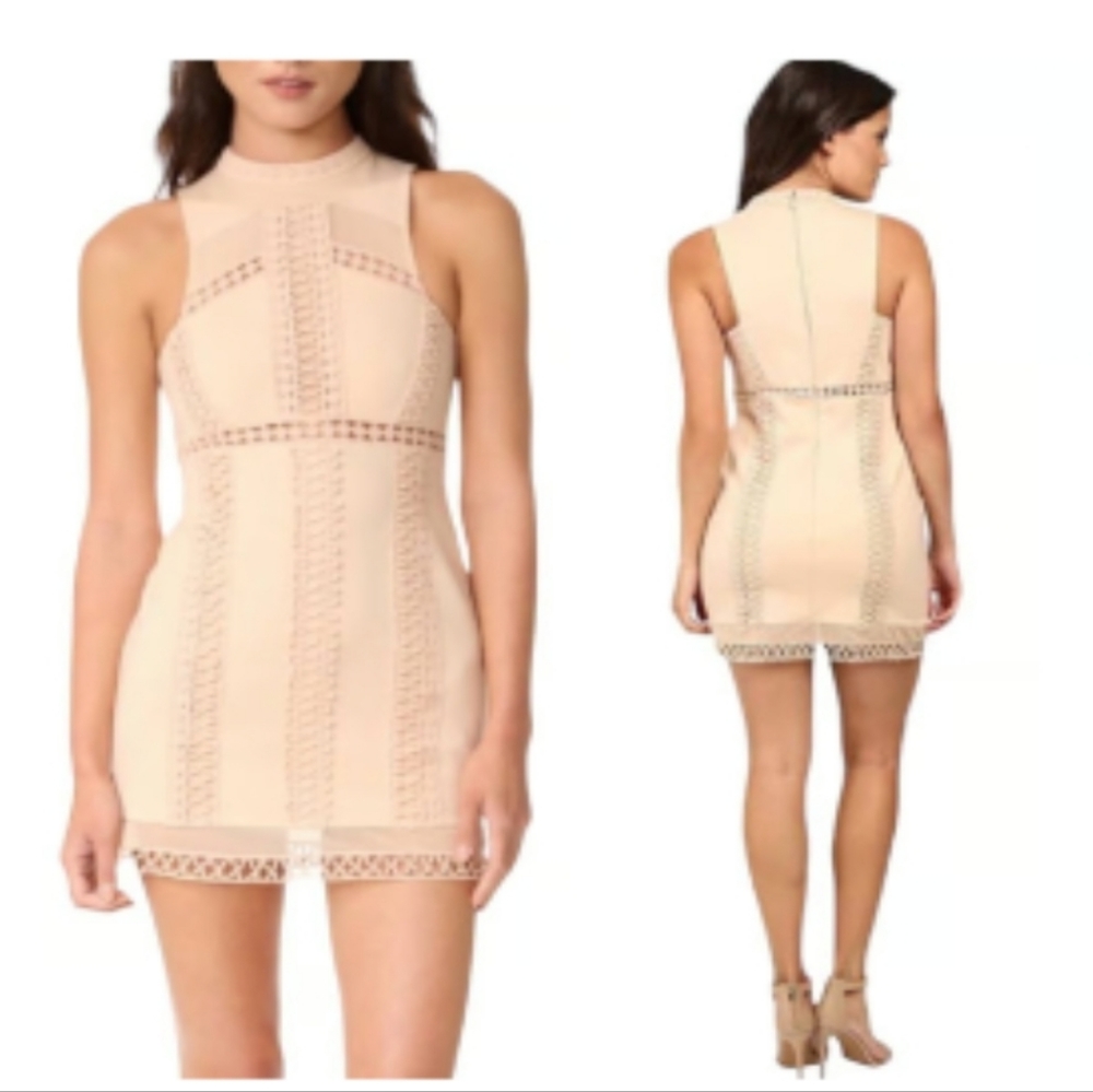 Free People Sky Scraper Mini Bodycon Dress Nude